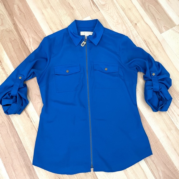 Michael Kors blouse with zipper, blue, S - Picture 1 of 4